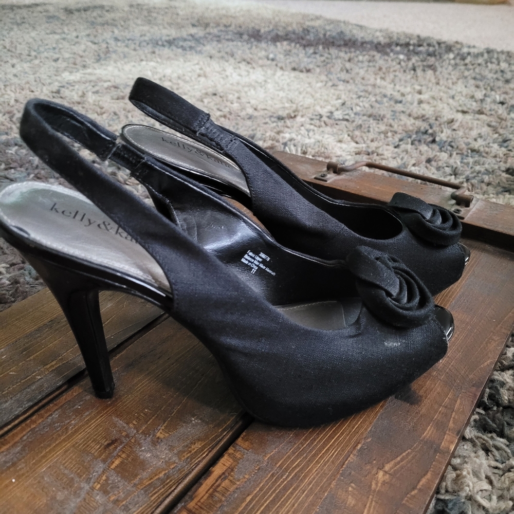 Black open toe heals,  worn once